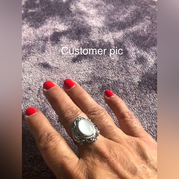 Oval Antique Silver Vintage Look Ring - Picture 5 of 12